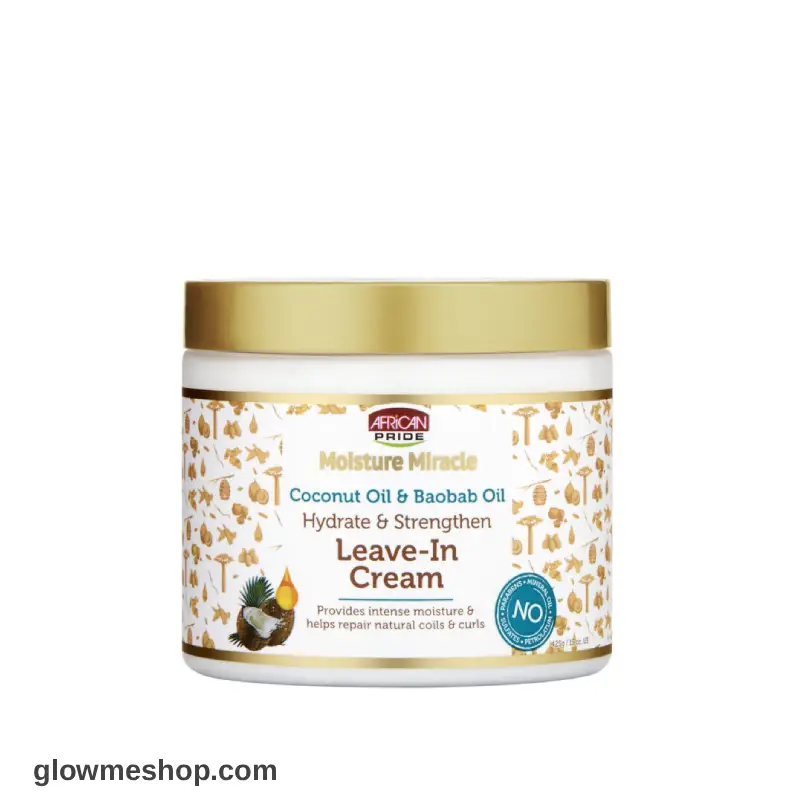 african_pride_leave_in_cream1 نرم کننده بعد حمام تقویتی و آبرسان آفریکن پراید African Pride Moisture Miracle Leave In Cream حجم 425میل - Image 1