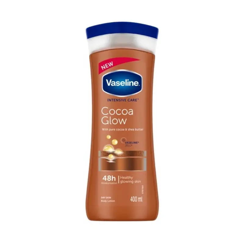 Vaseline2 لوسیون بدن کاکائویی وازلین Vaseline مدل cocoa glow مناسب پوست خشک حجم 400میل - Image 1